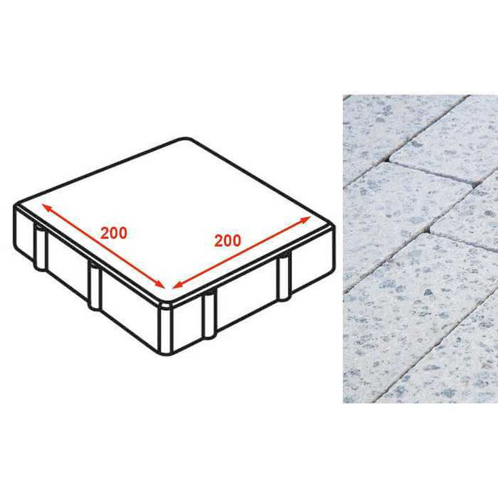 Плита тротуарная Готика Granite FINERRO, квадрат, Мансуровский 200x200x80 мм